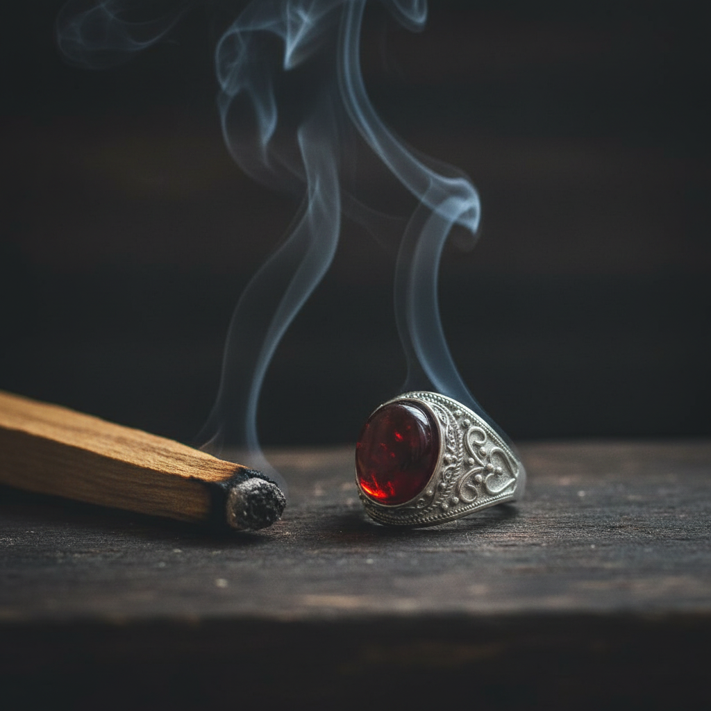 Anello ambra palo santo