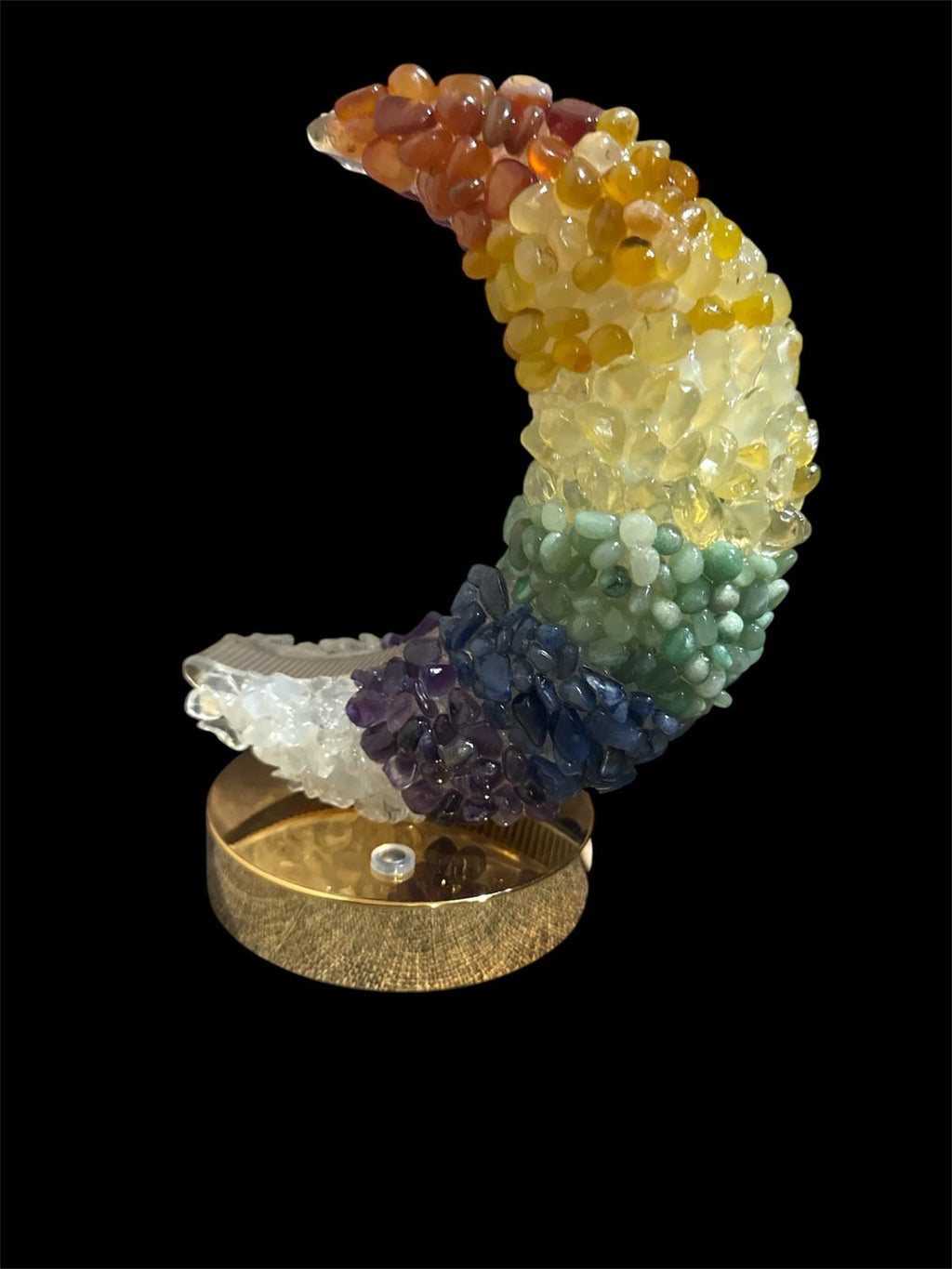 Lampada Luna 7 Chakra con Chips di Pietra LED Touch - 20x14cm