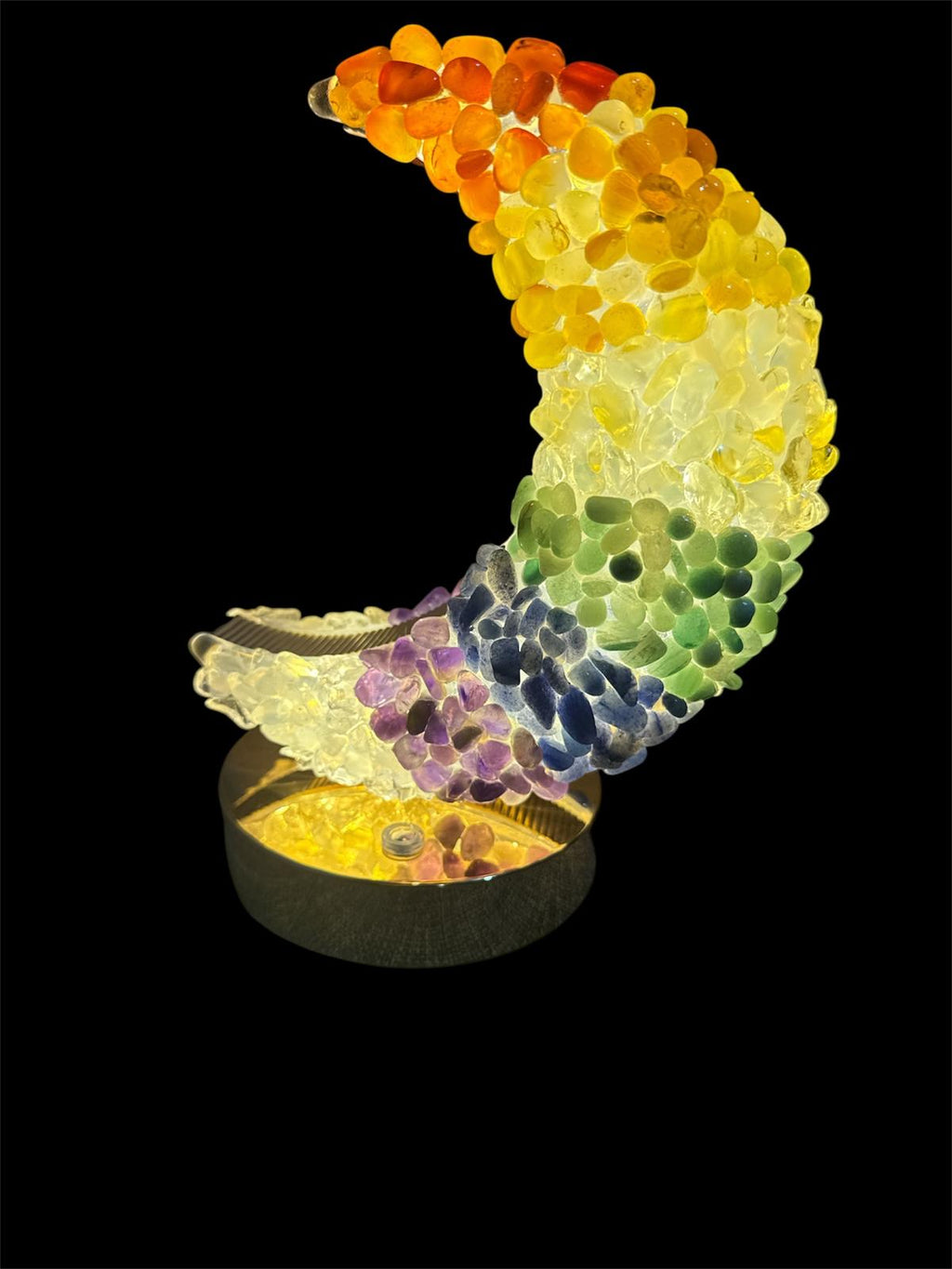 Lampada Luna 7 Chakra con Chips di Pietra LED Touch - 20x14cm