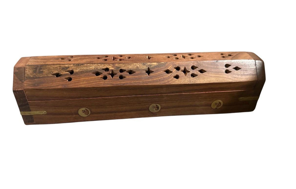 Porta Incenso Stick e Coni in Legno e Ottone Yin Yang - 25x6cm