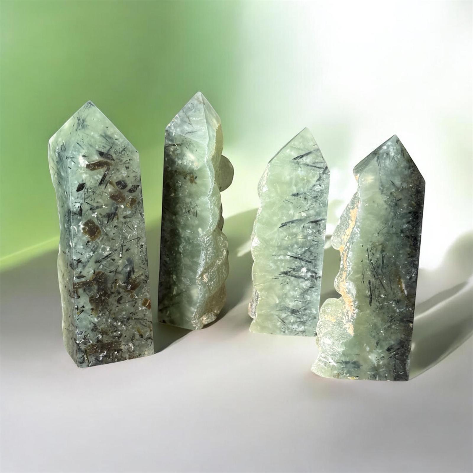 Obelisco punta prehnite con drusa
