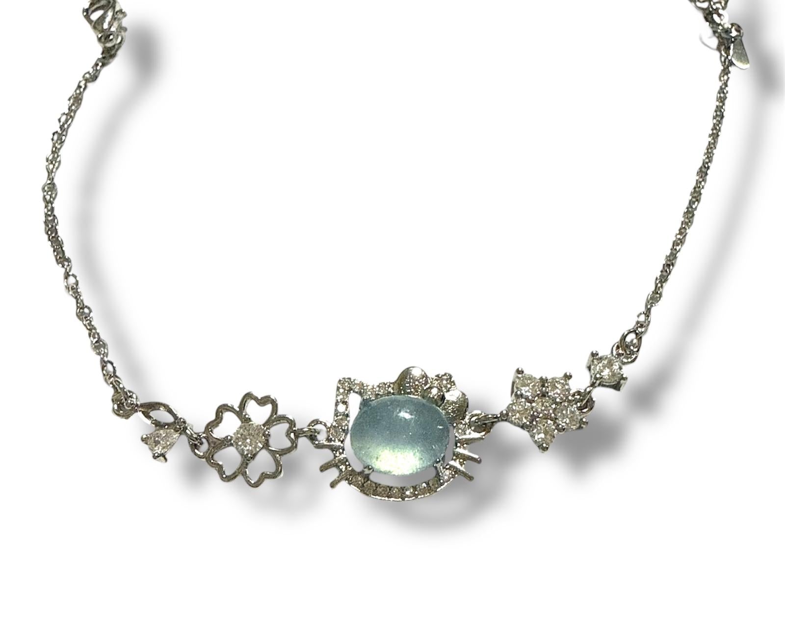 Bracciale Rame Placcato Argento con Acquamarina