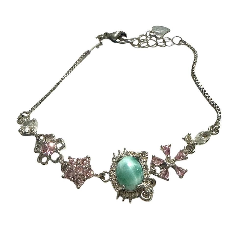 Bracciale Rame Placcato Argento con Larimar