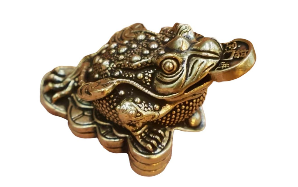 Rana Portafortuna in Ottone con Golden Stone