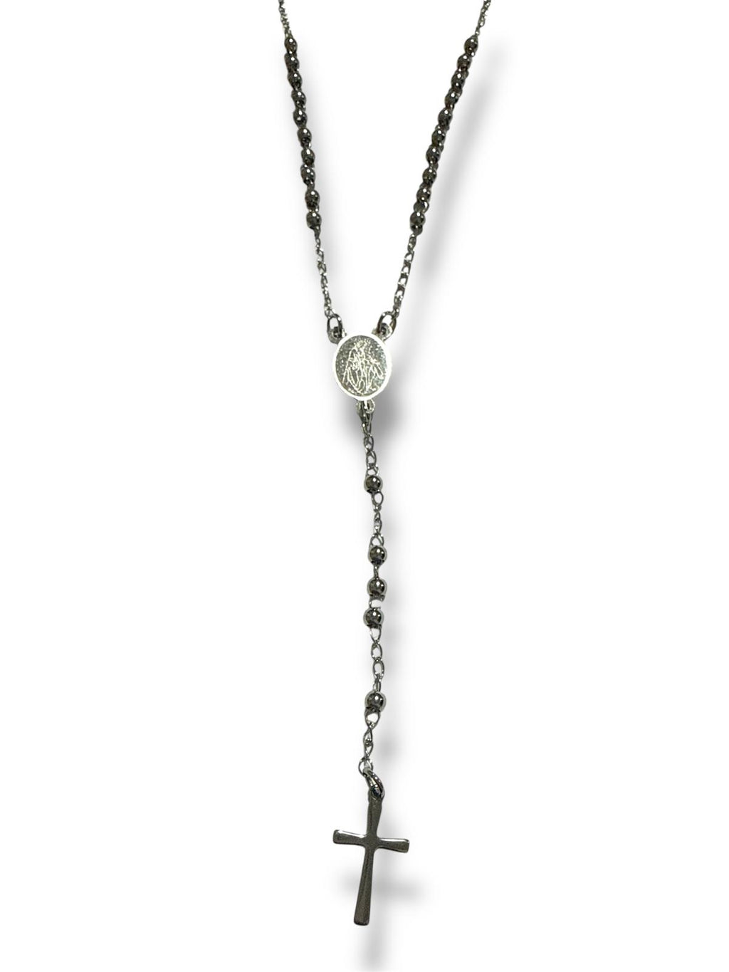 Collana Rosario Lungo con Croce in Acciaio Inox