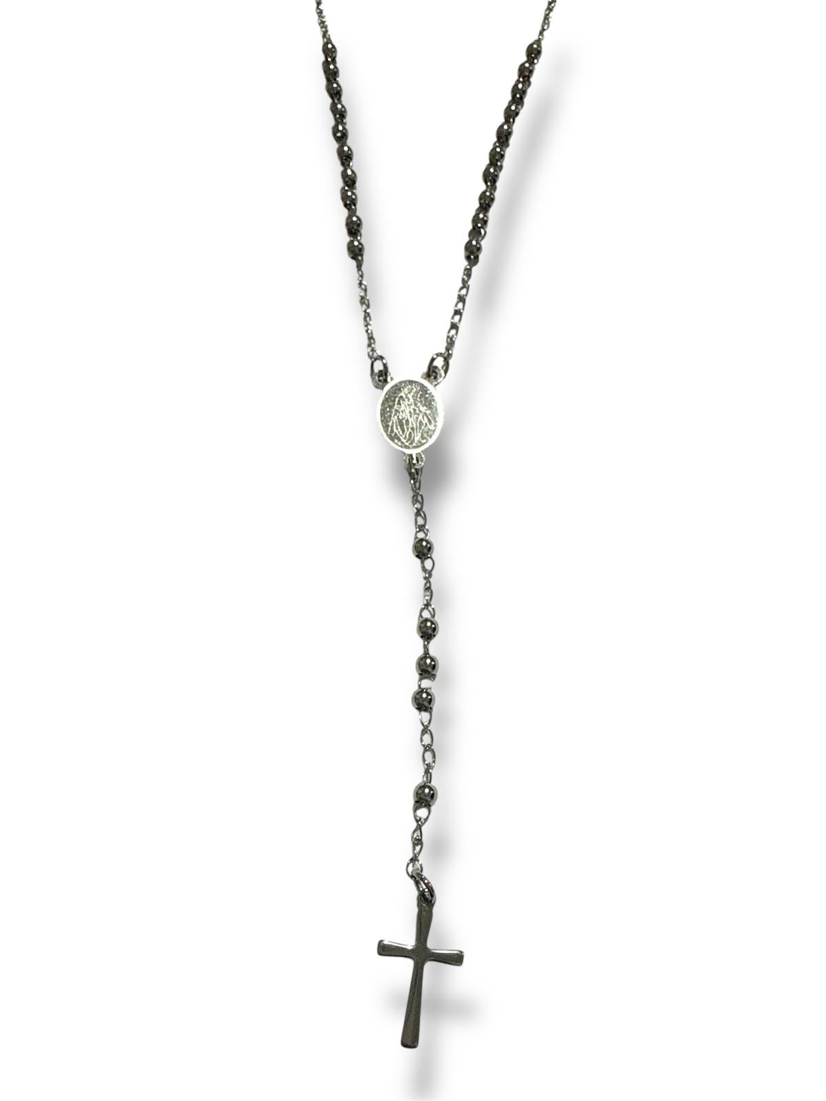 Collana Rosario Lungo con Croce in Acciaio Inox