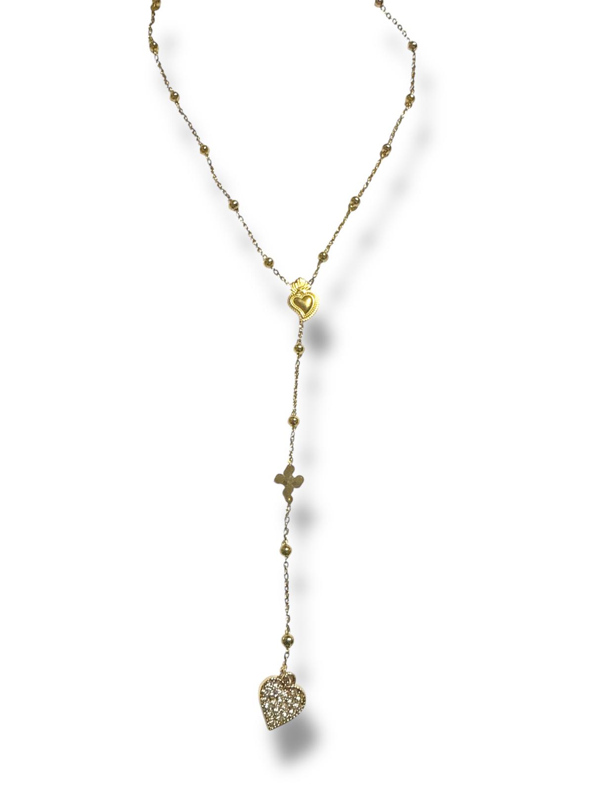 Collana Rosario Cuore Sacro in Acciaio Inox