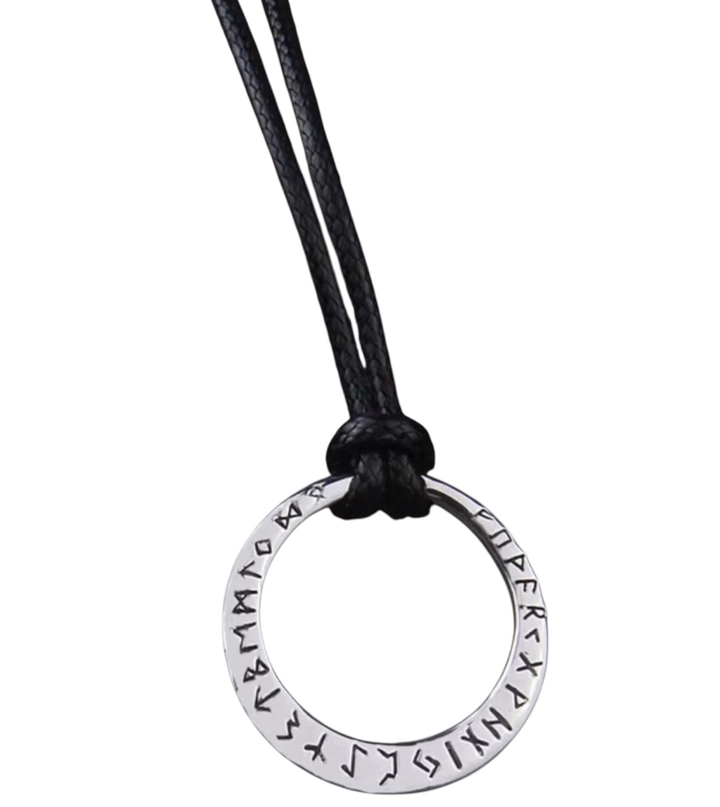 Collana Anello Runico con Cordino Cerato Regolabile