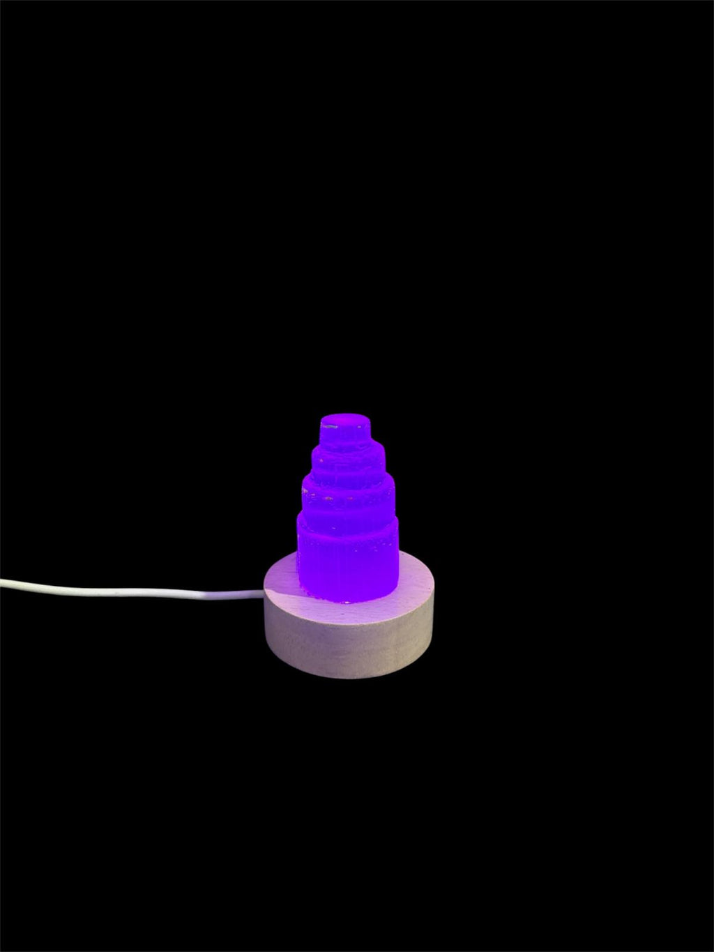Lampada Torre Selenite con Base LED Multicolore - 8.5cm