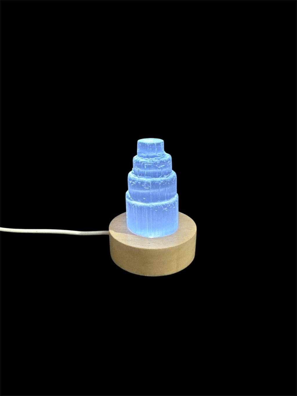 Lampada Torre Selenite con Base LED Multicolore - 8.5cm