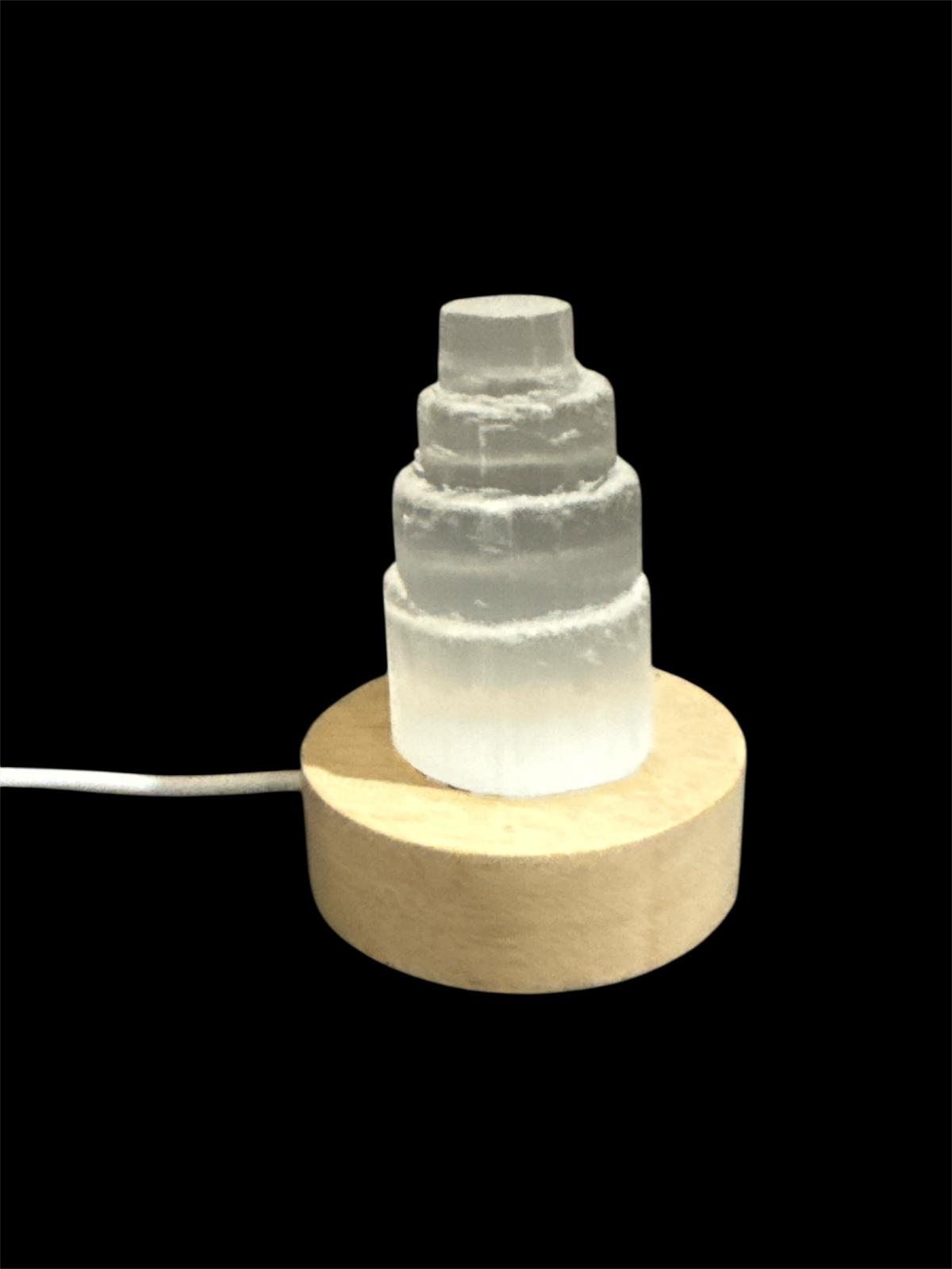Lampada Torre Selenite con Base LED Multicolore - 8.5cm