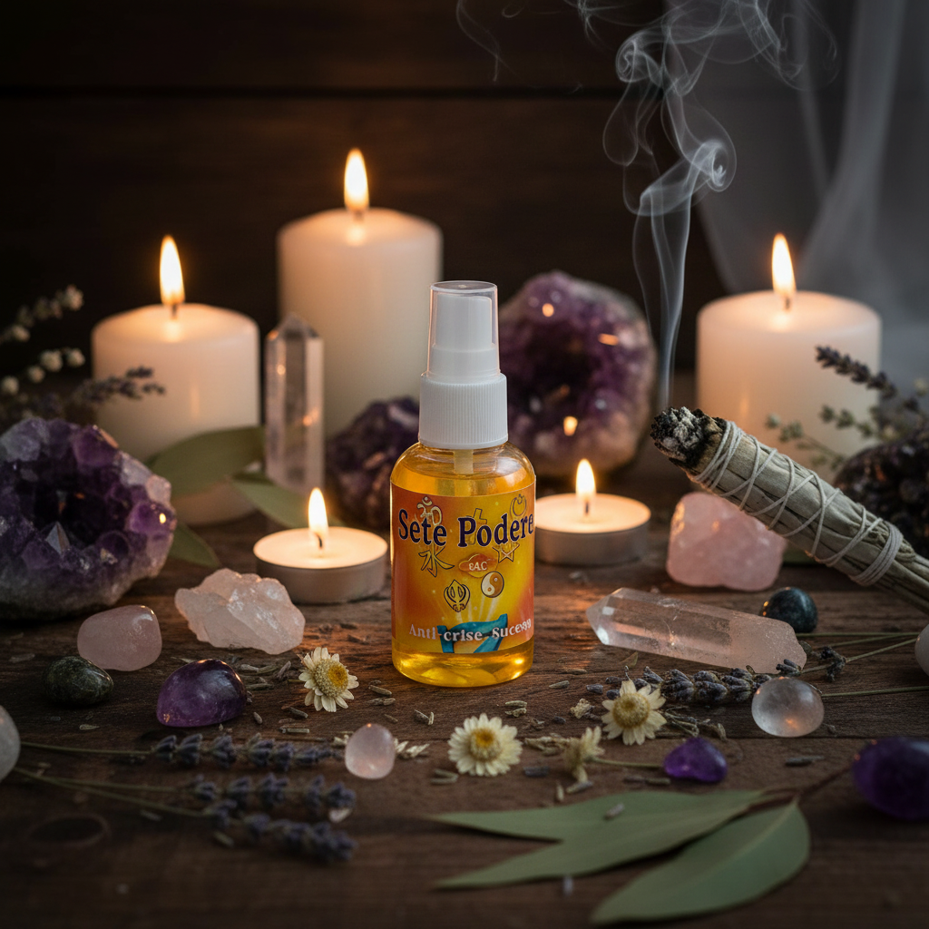 Spray con cristalli e candele