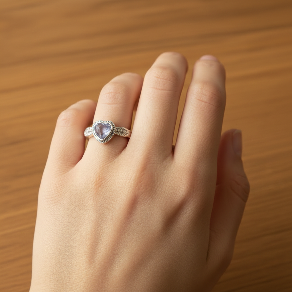 Tanzanite lifestyle mano su legno